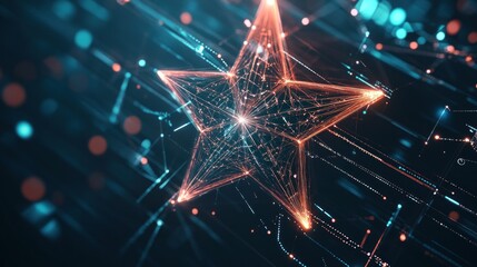 Abstract star with interconnected lines.  Complex digital design