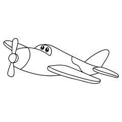 Kawaii coloring page airplane and helicopter 