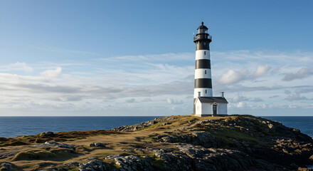 lighthouse,  coastal,  ocean, Coastal Lighthouse on Rocky Outcrop