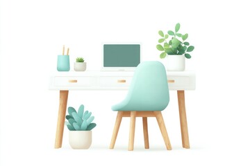 Fototapeta premium minimalistic illustration of home office showcasing different interior styles each style distinct