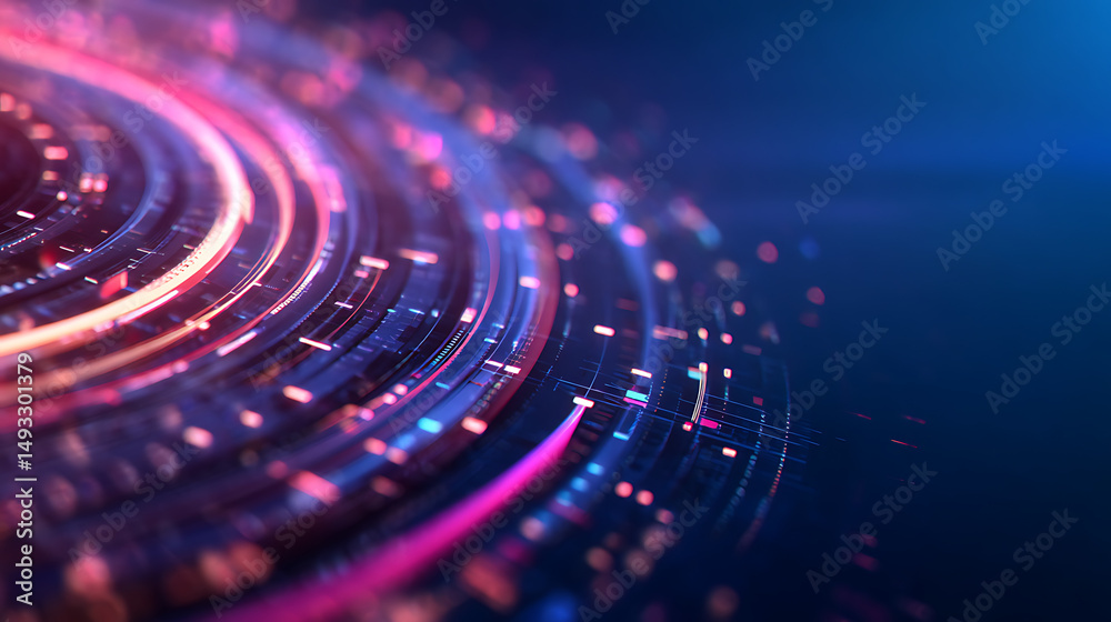 Aufkleber abstract neon circular pattern with a.i. text in the center. 3d rendering 84057706 4