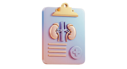 Isolated Medical Clipboard with Kidney Illustration
