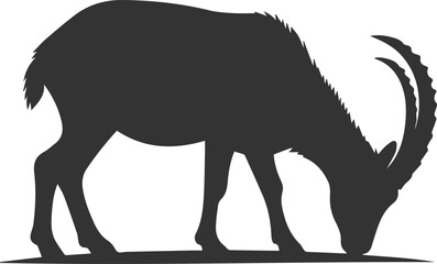 Black drawing vector silhouette of a goat