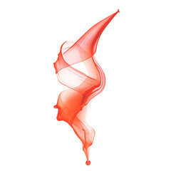Artistic Arrow with Fluid Dynamics in Coral Red Isolated on Transparent Background