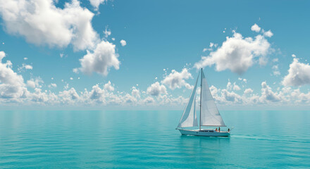 sailboat,  yacht,  sailing, Sailboat on a Calm Ocean Under a Cloudy Sky