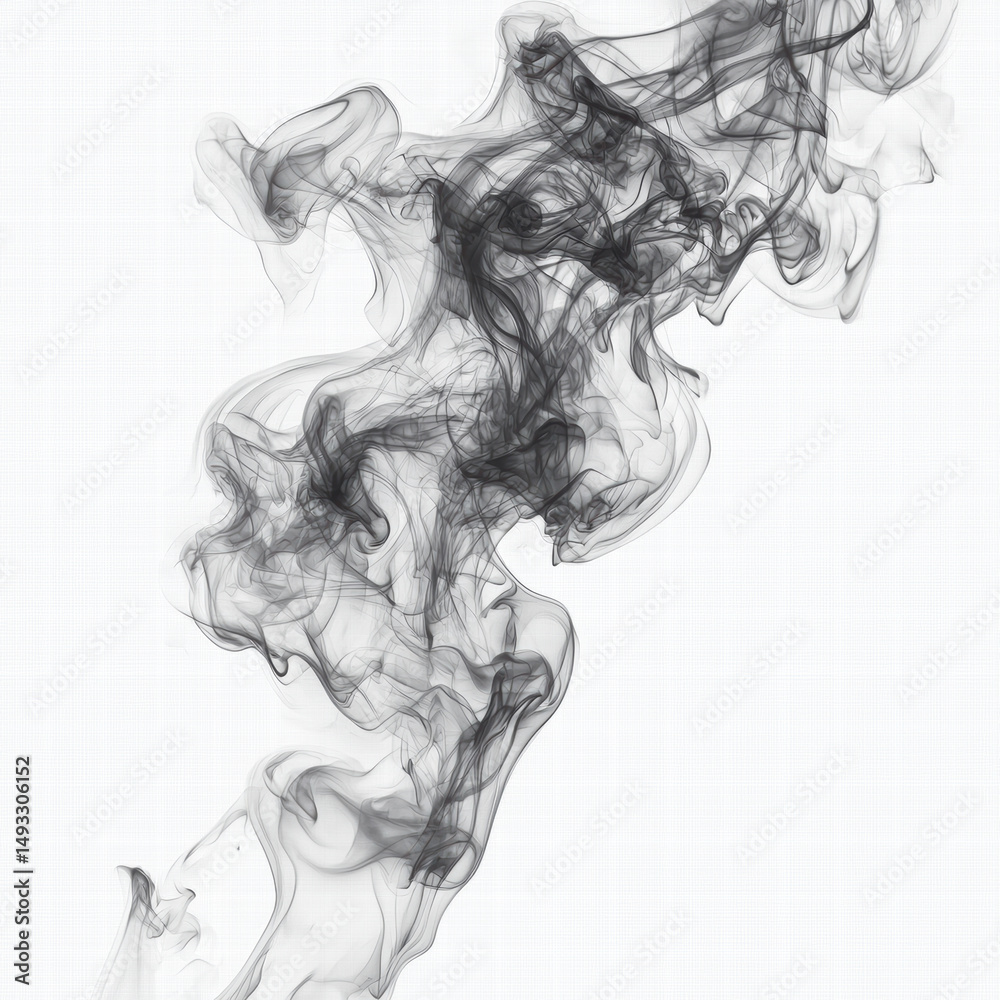Aufkleber swirling black smoke on white background, creating sense of movement and fluidity. delicate patterns
