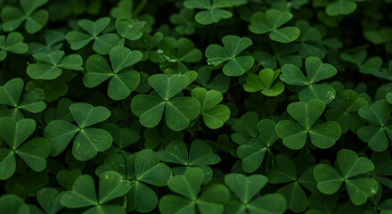 clover,  shamrock,  three-leaf clover, Lush Green Clover Leaves Background