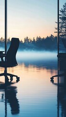 Modern office with tranquil view