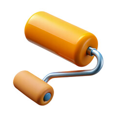 Crafting joyful spaces with a vibrant orange paint roller embodying creativity and renewal in every stroke against a