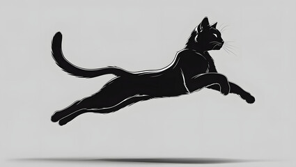 Fototapeta premium Leaping black cat animation digital art minimalist style studio setting dynamic perspective