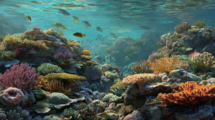 coral reef teeming with sea life