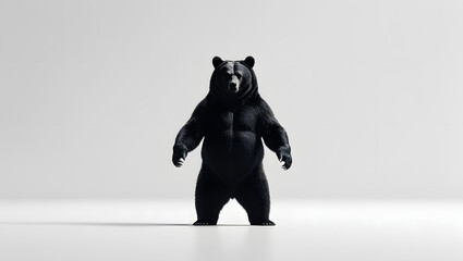Majestic black bear standing studio setting wildlife photography minimalist environment eye-level perspective