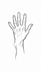 Obraz premium Detailed black and white illustration of an open hand, showcasing skin textures and anatomical features.