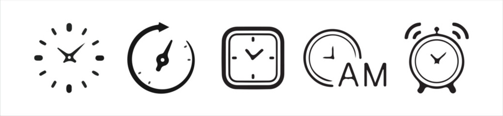 Clock line icon. Vector Time and Horizontal of analog clock icon symbol, Victor illustration Eps 10.