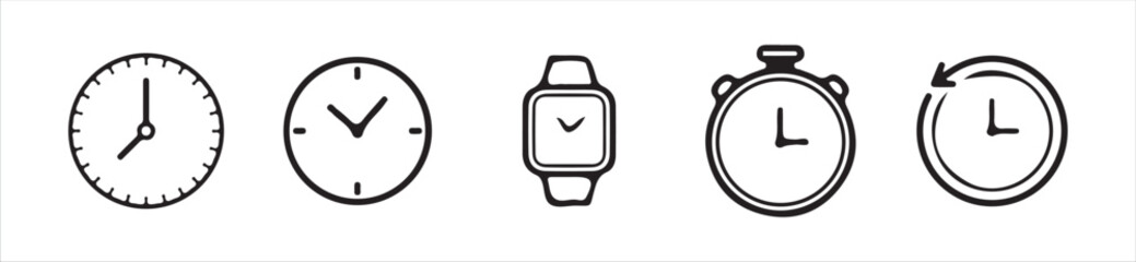 Obraz premium Clock line icon. Vector Time and Horizontal of analog clock icon symbol, Victor illustration Eps 10.