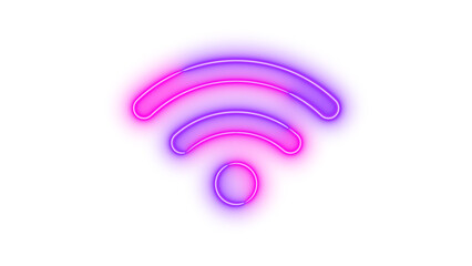 Neon wifi icon glowing with transparent background