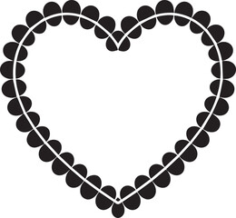 Scalloped Heart Frame Silhouette Black Vector Illustration