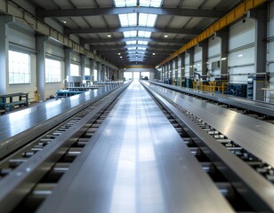 Fototapeta premium Industrial manufacturing facility with modern equipment and spacious interior
