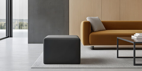 Modern living room design featuring minimalist furniture in neutral colors