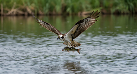 Obraz premium osprey, bird, bird of prey, Osprey Bird Catching Fish