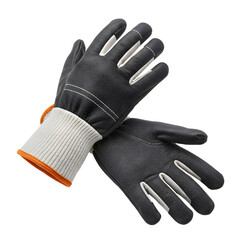 Black And White Work Gloves With Orange Cuffs On Transparent Background