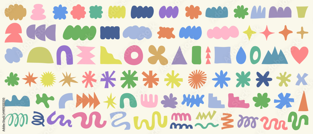 Aufkleber set of abstract organic shapes vector design. moden geometric doodle elements. groovy forms.