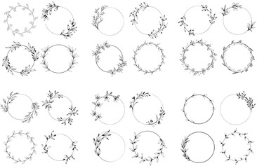 set of round frames with flowers