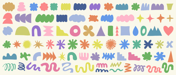 Set Of Abstract Organic Shapes Vector Design. Moden Geometric Doodle Elements. Groovy Forms.