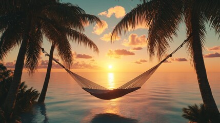 Tropical sunset hammock