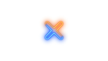 Obraz premium Neon x mark icon glowing with transparent background