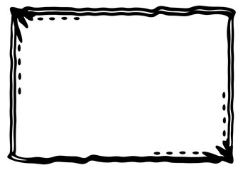 Decorative frame in brazilian cordel woodcut style. Vector monochrome isolated illustration