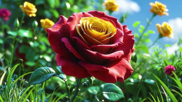 A ruby rose within the garden