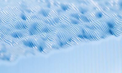 Blue waveform futuristic background 3d rendering soft focus