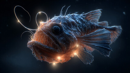 deep sea anglerfish glowing