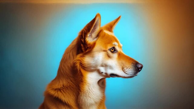 Ginger dingo dog depicted in a profile video
