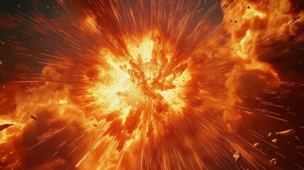 Fiery explosion erupting outwards