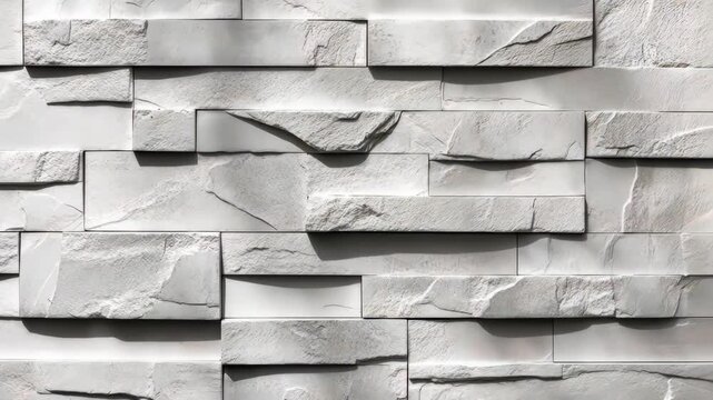 Modern stone wall cladding with geometric pattern and light shadows