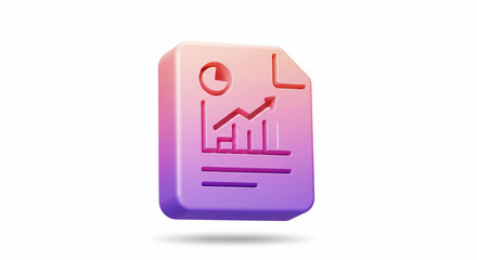 Uplifting 3D report icon with financial graph