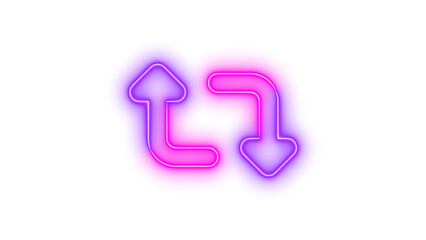 Neon retweet icon glowing with transparent background