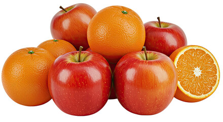 Colorful Mix of Bright Orange and Red Apples & Oranges - Artistic Fresh Fruit Display