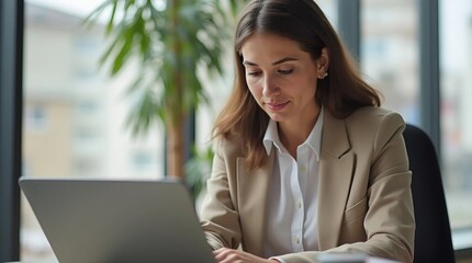 Fototapeta premium businesswoman working on laptop