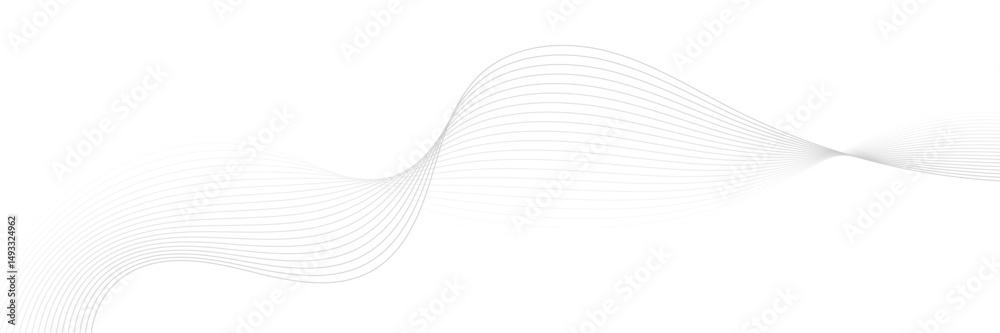 Fototapete Abstract white and gray background. Abstract linear flowing particles future technology concept abstract wave curve lines banner.  