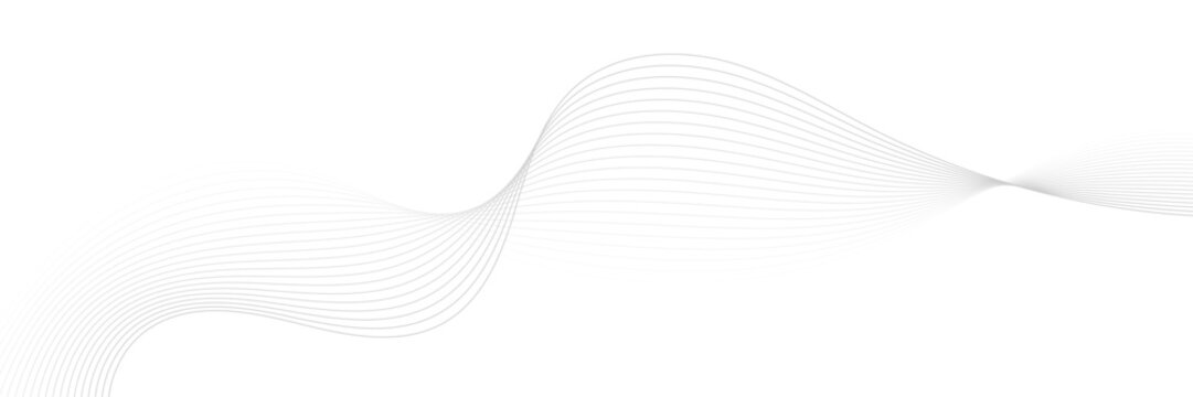 Abstract white and gray background. Abstract linear flowing particles future technology concept abstract wave curve lines banner.  