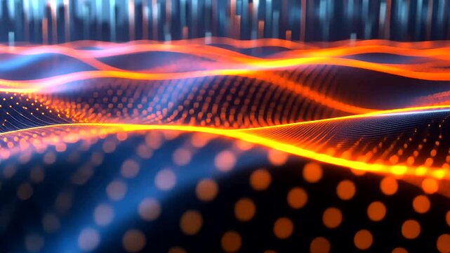 Wavy orange pattern on dark blue