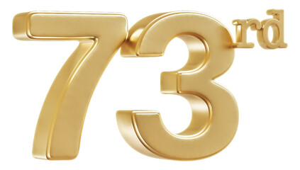 73rd Anniversary Golden Number 3D Illustration