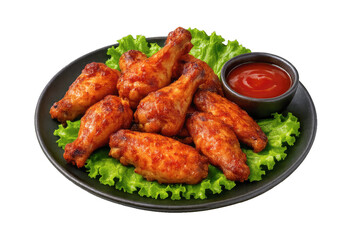 Fototapeta premium Appetizing Chicken Wings Delight - Simply Composed Fried or Baked Poultry Snack Isolated