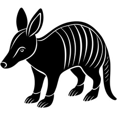 Black and White Silhouette of a Nine Banded Armadillo