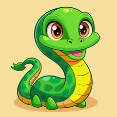 Fototapeta premium Adorable Cartoon Green Baby Loch Ness Monster Illustration