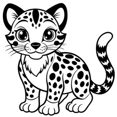 Adorable Cartoon Cheetah Cub Coloring Page Illustration
