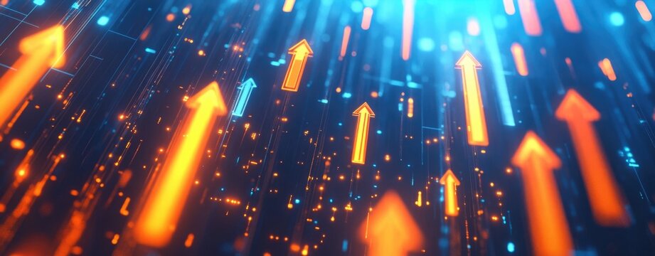 Upward arrows show data growth trends